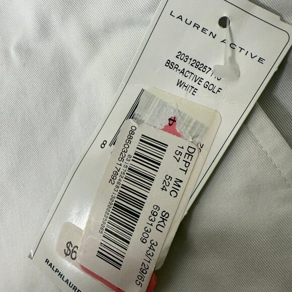 L-RL Ralph Lauren NWT White Golf Active Shorts Size 10 - Picture 7 of 7